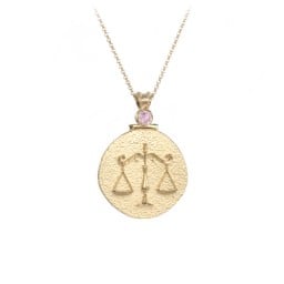 Engravable Libra Zodiac Medallion With Accent
