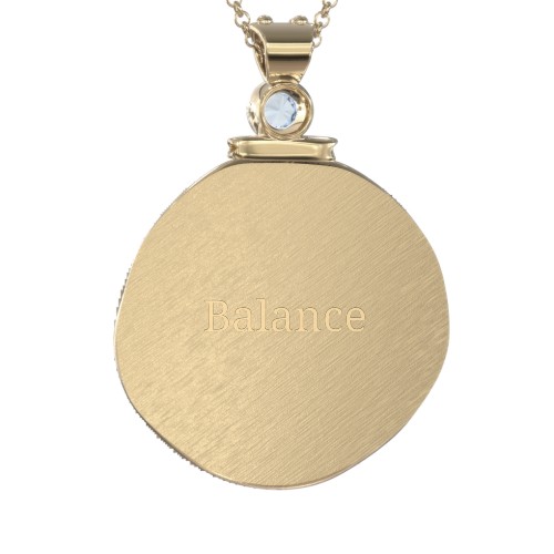 Engravable Libra Zodiac Medallion With Accent – 18K Gold Plated Silver with Blue Topaz