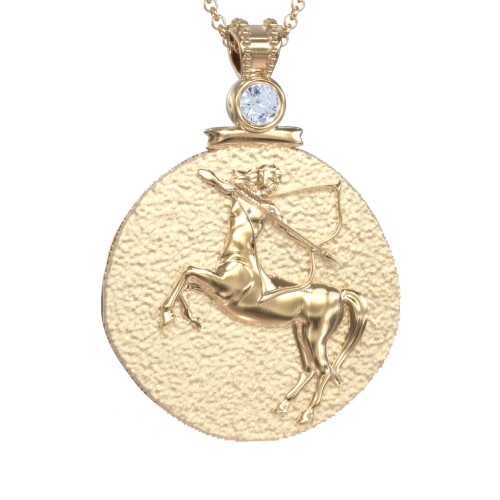 Engravable Sagittarius Zodiac Medallion Necklace