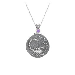 Engravable Scorpio Zodiac Medallion With Accent