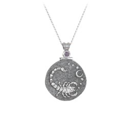 Engravable Scorpio Zodiac Medallion With Accent