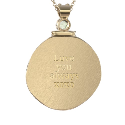 Engravable Taurus Zodiac Medallion With Accent – 18K Gold Plated Silver with Peridot