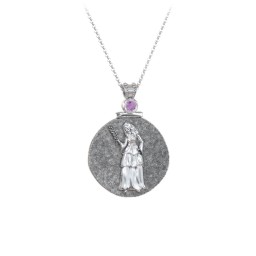 Engravable Virgo Zodiac Medallion With Accent