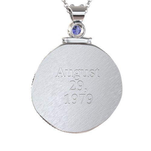 Engravable Virgo Zodiac Medallion With Accent – Sterling Silver with Blue Sapphire