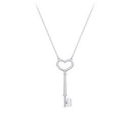 Initial Heart Key Necklace - B