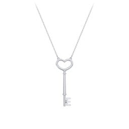 Initial Heart Key Necklace - E