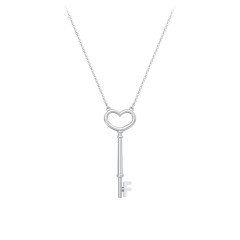 Initial Heart Key Necklace - F