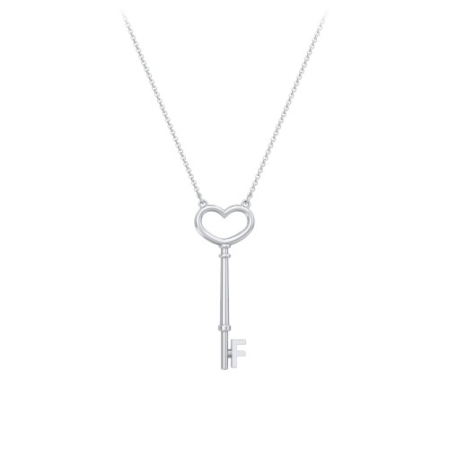 Initial Heart Key Necklace - F