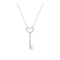 Initial Heart Key Necklace - K