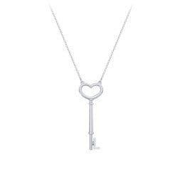 Initial Heart Key Necklace - L