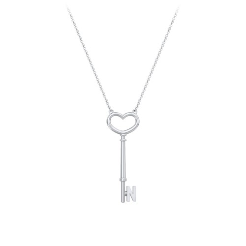 Initial Heart Key Necklace - N