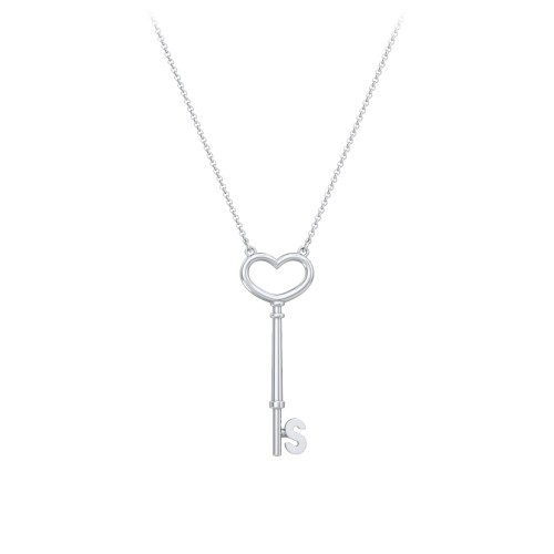 Initial Heart Key Necklace - S