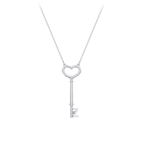 Initial Heart Key Necklace - Z