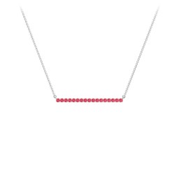 Gemstone Bar Pendant Necklace in 925 Sterling Silver with Garnet