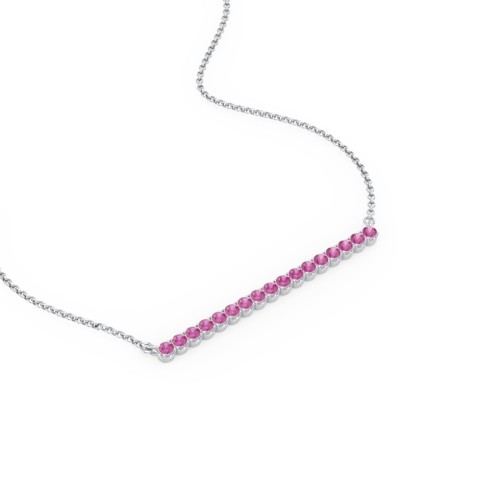 Gemstone Bar Pendant Necklace – Sterling Silver with Ruby