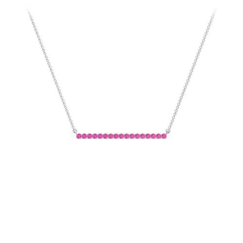 Gemstone Bar Pendant Necklace – Sterling Silver with Ruby