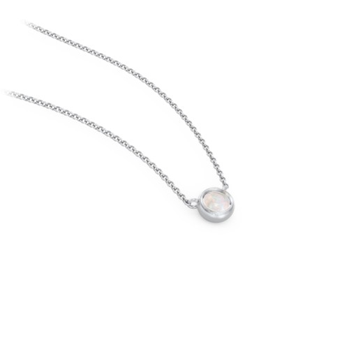 Bezel Set 3mm Gemstone Pendant – Sterling Silver with Opal