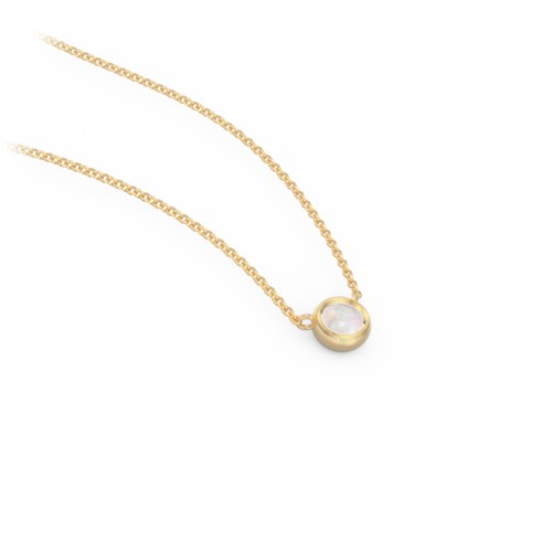 Bezel Set 3mm Gemstone Pendant – 18K Gold Plated Silver with Opal