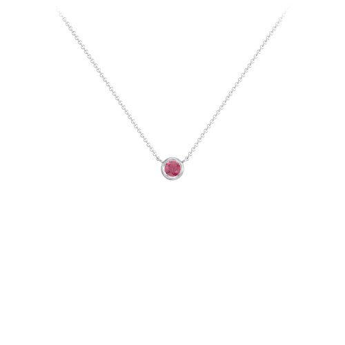 Bezel Set 3mm Gemstone Pendant – Sterling Silver with Ruby