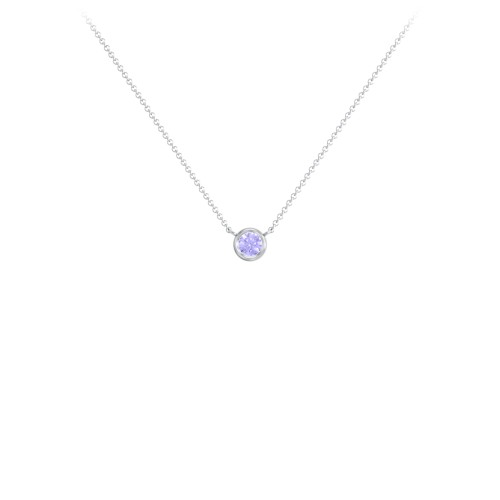 Bezel Set 3mm Gemstone Pendant – 10K White Gold with Tanzanite