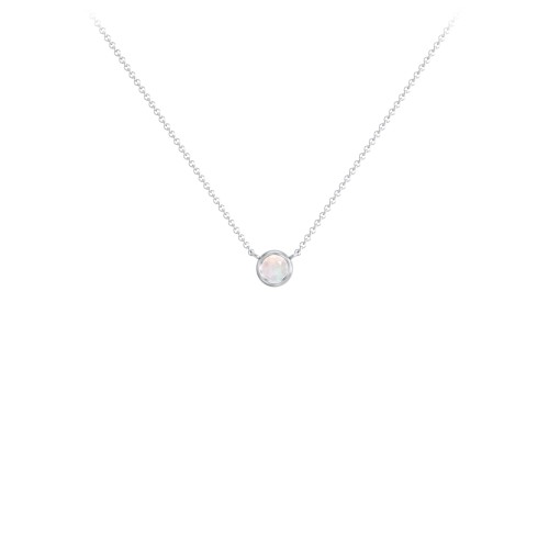 Bezel Set 3mm Gemstone Pendant – Sterling Silver with Opal
