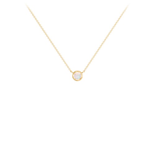 Bezel Set 3mm Gemstone Pendant – 18K Gold Plated Silver with Opal