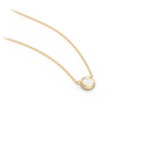 Bezel Set 3mm Gemstone Pendant – 18K Gold Plated Silver with Diamond