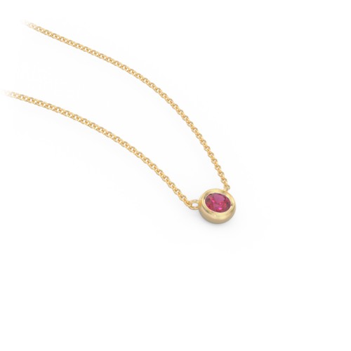Bezel Set 3mm Gemstone Pendant – 18K Gold Plated Silver with Ruby