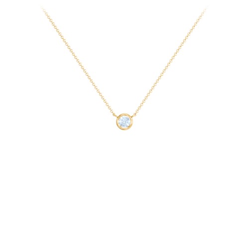 Bezel Set 3mm Gemstone Pendant – 18K Gold Plated Silver with Aquamarine