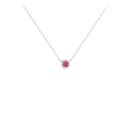 Bezel Set 3mm Gemstone Pendant in 925 Sterling Silver with Red Premium Zirconia