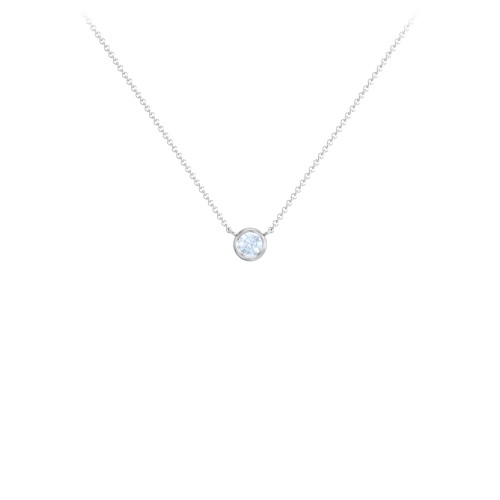 Bezel Set 3mm Gemstone Pendant – Sterling Silver with Aquamarine