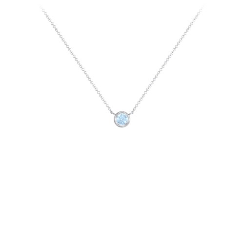 Bezel Set 3mm Gemstone Pendant – Sterling Silver with Blue Topaz