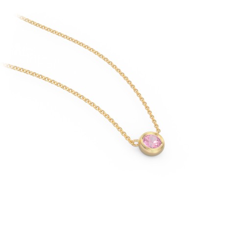 Bezel Set 3mm Gemstone Pendant – 10K Yellow Gold with Pink Tourmaline