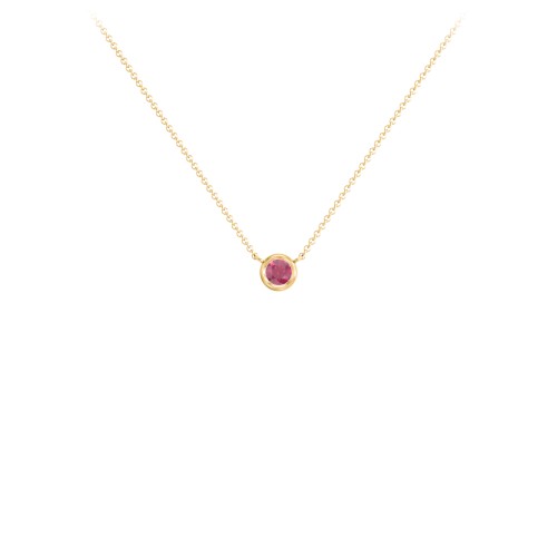 Bezel Set 3mm Gemstone Pendant – 10K Yellow Gold with Ruby