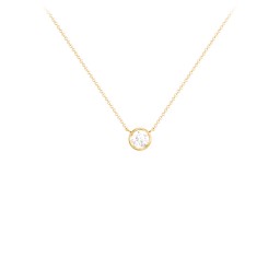 Bezel Set 4mm Gemstone Pendant in 18K Gold Plated Silver with Diamond