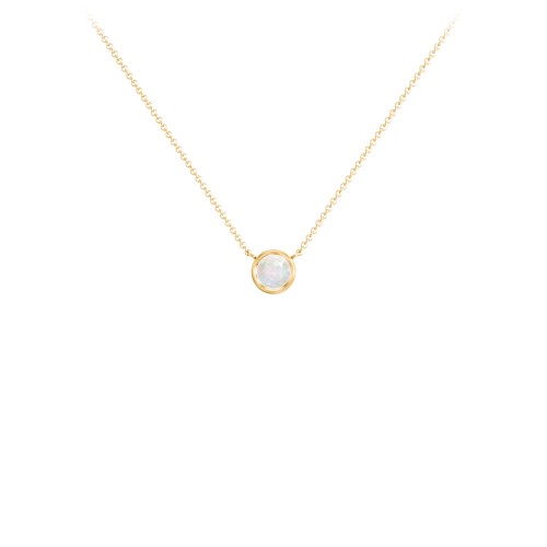 Bezel Set 4mm Gemstone Pendant – 18K Gold Plated Silver with Opal