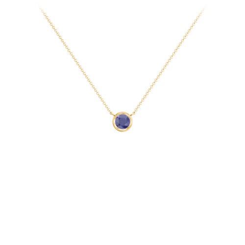 Bezel Set 4mm Gemstone Pendant – 18K Gold Plated Silver with Blue Sapphire