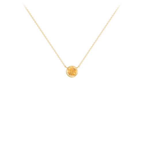 Bezel Set 4mm Gemstone Pendant – 18K Gold Plated Silver with Citrine