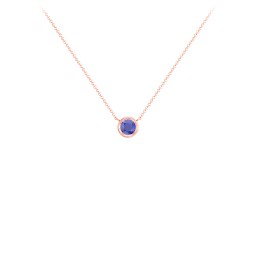 Bezel Set 4mm Gemstone Pendant in 10K Solid Rose Gold with Blue Sapphire