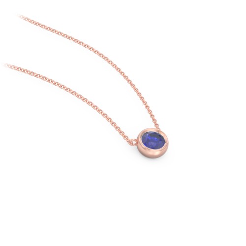 Bezel Set 4mm Gemstone Pendant – 10K Rose Gold with Blue Sapphire