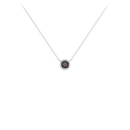 Bezel Set 4mm Gemstone Pendant in 925 Sterling Silver with Smokey Quartz