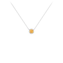 Bezel Set 4mm Gemstone Pendant in 925 Sterling Silver with Citrine