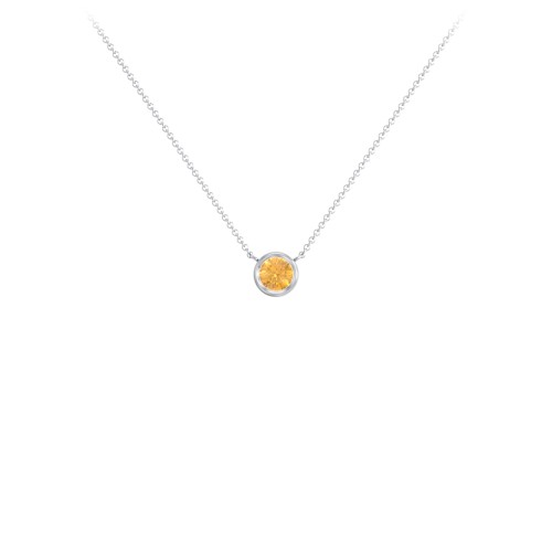 Bezel Set 4mm Gemstone Pendant – Sterling Silver with Citrine