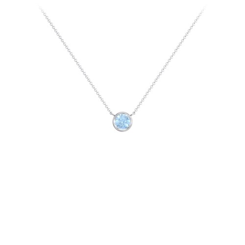 Bezel Set 4mm Gemstone Pendant – Sterling Silver with Blue Topaz