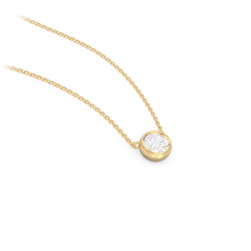 Bezel Set 4mm Gemstone Pendant – 10K Yellow Gold with Cubic Zirconia