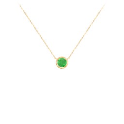 Bezel Set 5mm Gemstone Pendant in 18K Gold Plated Silver with Emerald