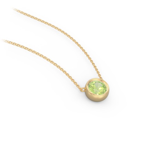 Bezel Set 5mm Gemstone Pendant – 18K Gold Plated Silver with Peridot