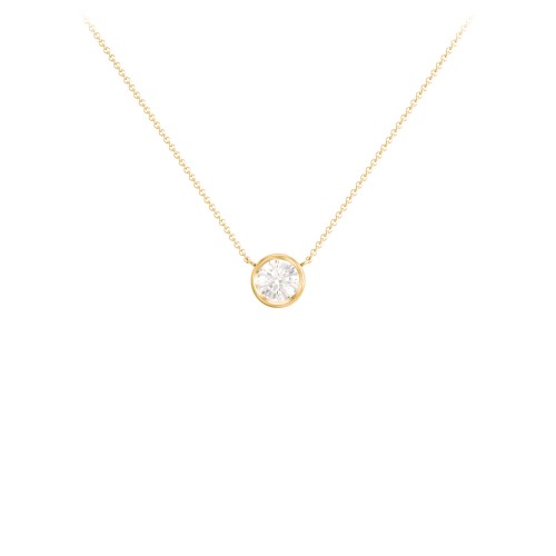 Bezel Set 5mm Gemstone Pendant – 18K Gold Plated Silver with Cubic Zirconia