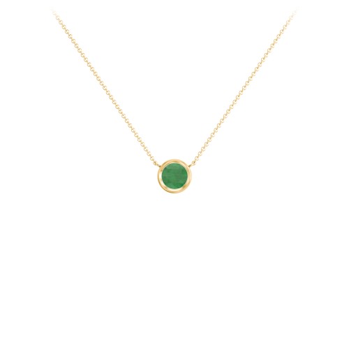 Bezel Set 5mm Gemstone Pendant – 18K Gold Plated Silver with Emerald