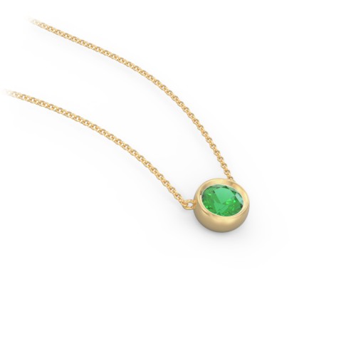 Bezel Set 5mm Gemstone Pendant – 10K Yellow Gold with Emerald